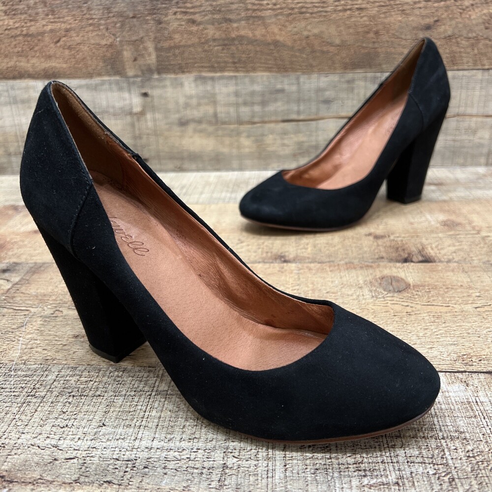 Madewell Womens Black Suede Classic Pump Heels Size 6.5
